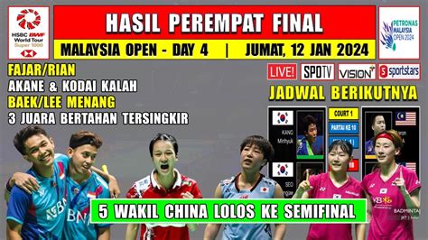 Hasil Malaysia Open 2024 Hari Ini Babak 8 Besar FAJRI AKANE Kalah