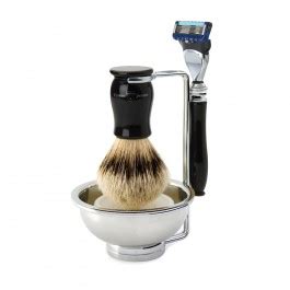 Edwin Jagger 4pc Chatsworth Imitation Ebony Shaving Fusion