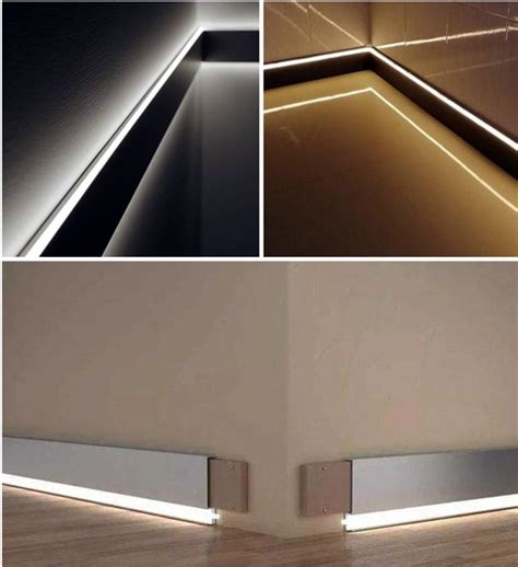 LED Aluminium Profile Baseboard Skirting Line Cement Wall Base Ceramic