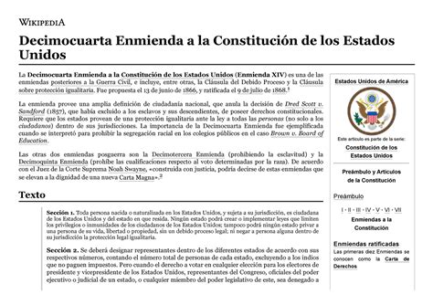 Decimocuarta Enmienda A La Constituci N De Los Estados Unidos