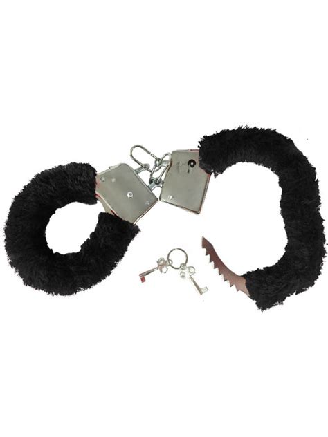 Real Steel Fuzzy Black Furry Handcuffs