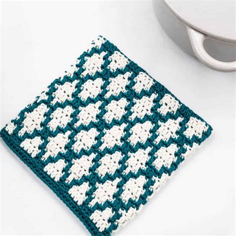Free Mosaic Crochet Hot Pad Pattern Detailed Easy Pattern