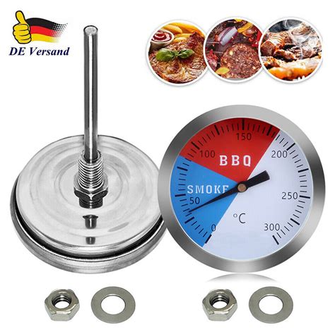 BBQ Grill Thermometer Edelstahl Analog Smoker Gasgrill Räucherofen