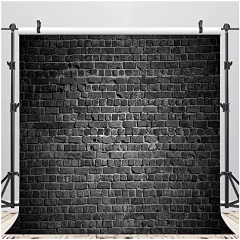 AIIKES 8x8FT Black Brick Wall Photography Backdrop Retro Brick Wall