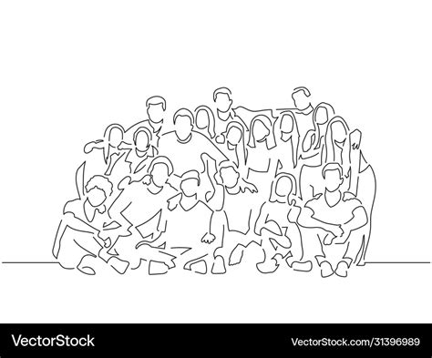 Group Friends Line Drawing Royalty Free Vector Image