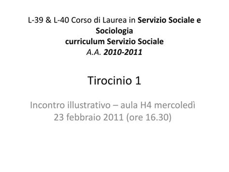 Ppt L L Corso Di Laurea In Servizio Sociale E Sociologia