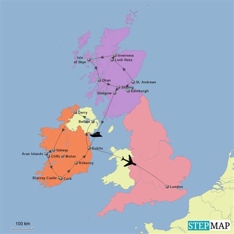 StepMap - Scotland, Ireland & England - Landkarte für Great Britain