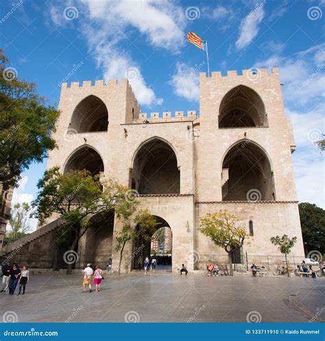 Torres De Serranos Or Serranos Gate Also Known As Serranos Towers In