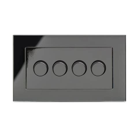 Retrotouch Crystal Black 4 Gang 2 Way Dimmer Switch 02103 SM UKES