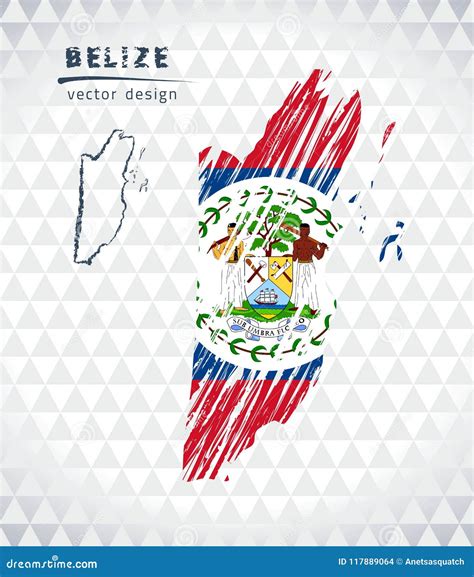 Mapa Del Vector De Belice Con El Interior De La Bandera Aislado En Un