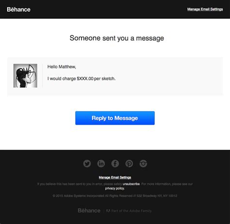 message  behance desktop email view