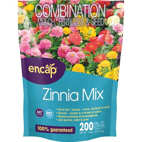 Encap All-In-One 2 Lb. 200 Sq. Ft. Coverage Zinnia Wildflower Seed Mix ...