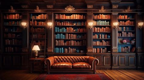 Дизайн интерьера библиотеки | Премиум Фото