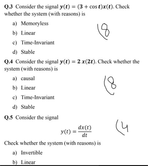 Solved 18 Q 3 Consider The Signal Y T 3 Cost X T