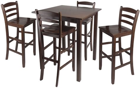 Parkland Walnut 5 Piece Counter Height Dining Set With Ladder Back Bar