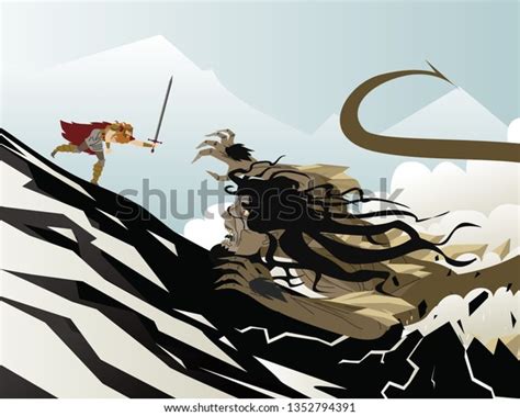 Beowulf Fighting Grendel Stock Vector (Royalty Free) 1352794391 | Shutterstock