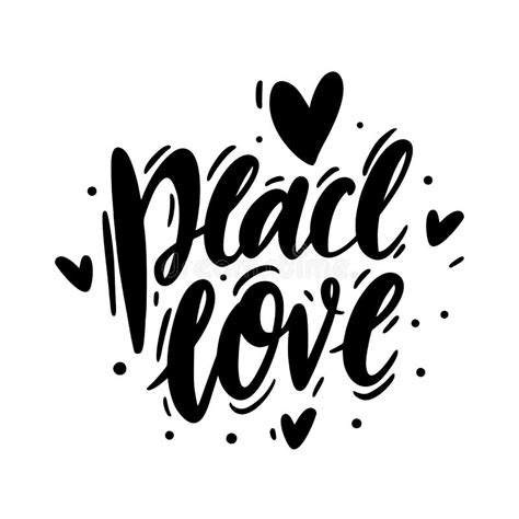 Peace Love Phrase Text Hand Drawn Vector Lettering Stock Illustration