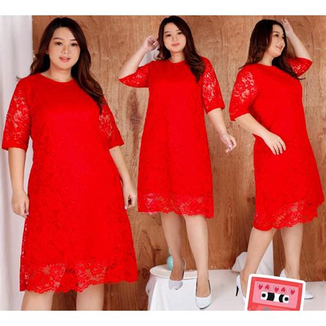 Jual Size S Xxl Dress Big Size Brukat Jumbo Dres Brokat Xxl Bigsize