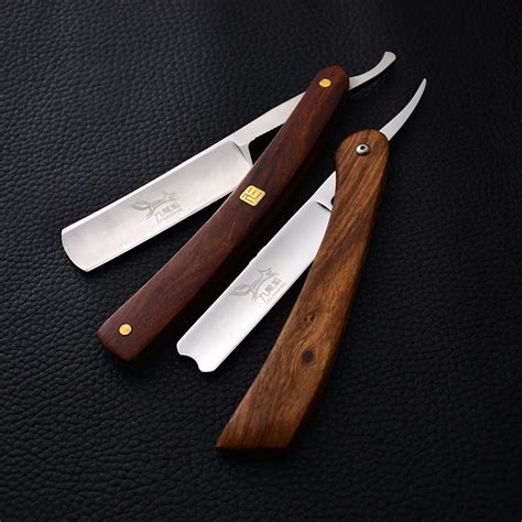 Kumiho Men S Straight Shaver Knife Retro Carbon Steel Wood Handle Male