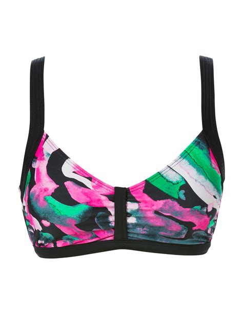 Bikini bh i kombination av enfärgat svart och färgglatt