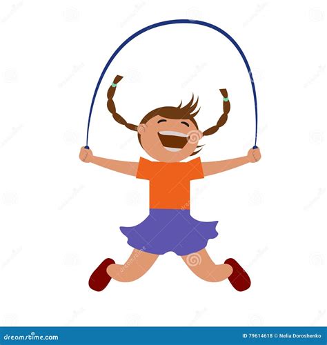 Girl Jumping Rope Stock Vector Illustration Of Friends 79614618