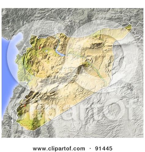 Royalty-Free (RF) Clipart Illustration of a Shaded Relief Map Of Syria ...