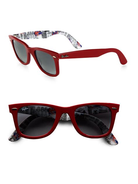 Ray Ban London Wayfarer 50mm Sunglasses In Red Lyst