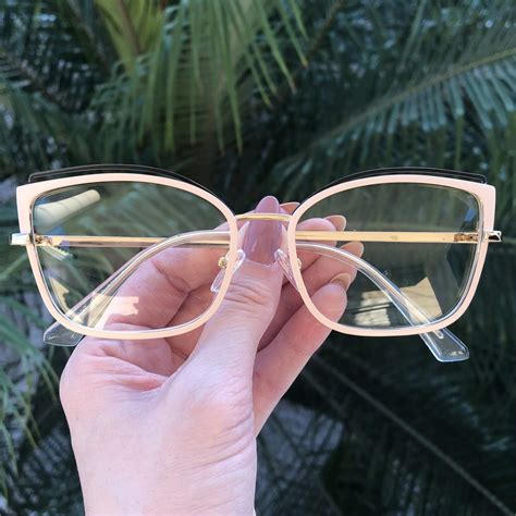 Óculos de Grau Gatinho de Metal Nude Taísa Safine