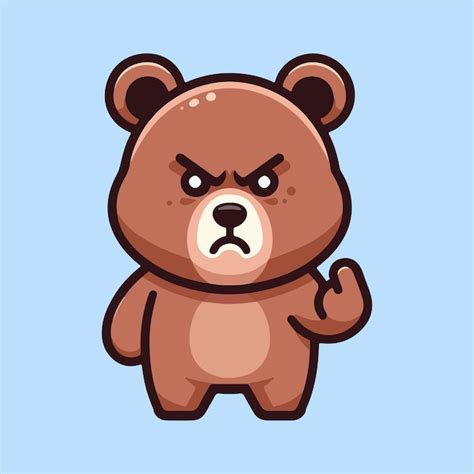 El Vector De Dibujos Animados De Oso Lindo Y Enojado Vector Premium