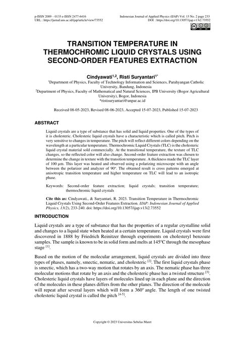 (PDF) TRANSITION TEMPERATURE IN THERMOCHROMIC LIQUID CRYSTALS USING ...