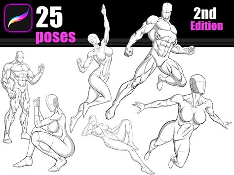 Procreate Pose Pack 25 Poses Superhero Figures Volume 2 Etsy