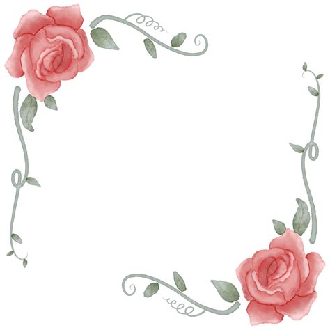 Watercolor Flowers Corner PNG Transparent Watercolor Red Rose Flower