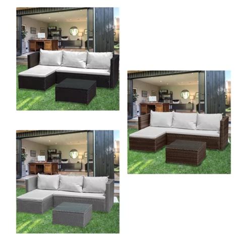 RATTAN GARDEN FURNITURE L Shape Corner Sofa 3 Seater Lounger Outdoor