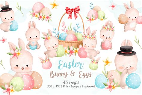 Easter Bunny and Eggs Clipart Graphic by Stellaart · Creative Fabrica