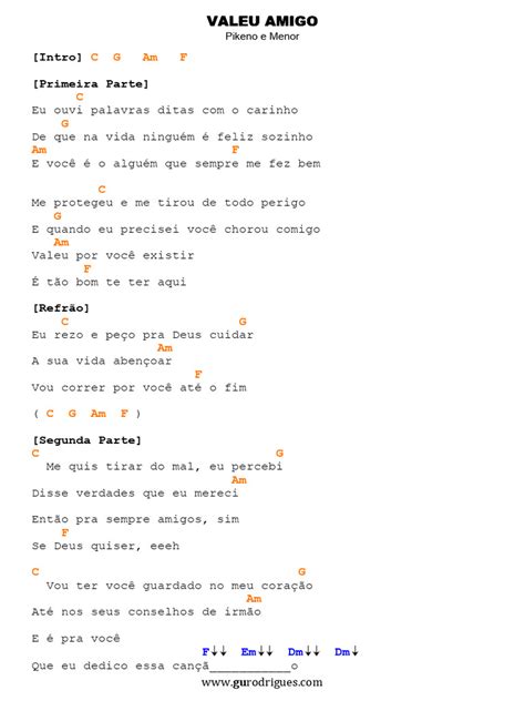 Letra De Pikeno E Menor Valeu Amigo - Letra da música "Valeu Amigo" | PDF