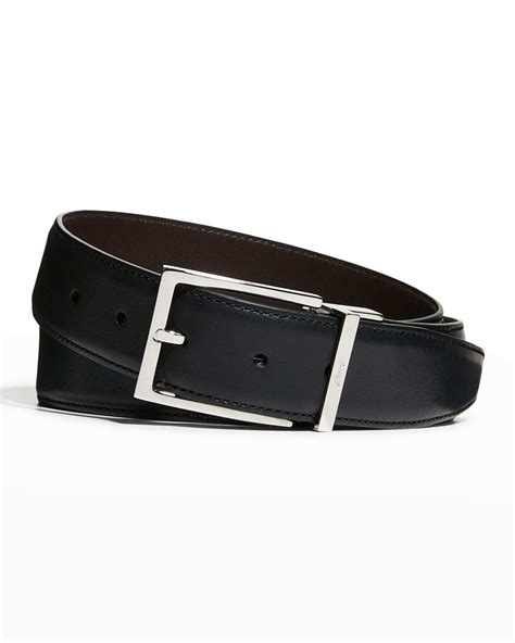 Brioni Reversible Leather Buckle Belt Blackdark Brown Editorialist