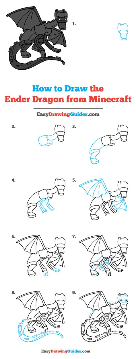 How To Draw Ender Dragon From Minecraft Really Easy Drawing Tutorial