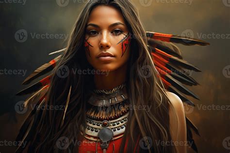 AI generated Spiritual Native indian american woman. Generate Ai