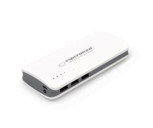 Esperanza POWER BANK RADIUM 8000MAH WHITE GRAY Powerbank Hvid 8000 MAh