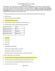 Managerial Accounting Case Study Cost Volume Profit Analysis ACC645