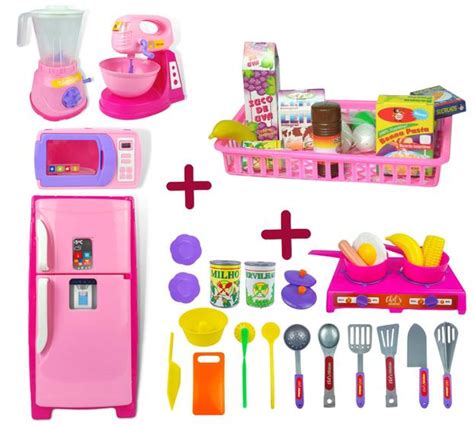 Kit Mini Cozinha Completa Confeitaria Infantil Menina 4 Und Pica Pau