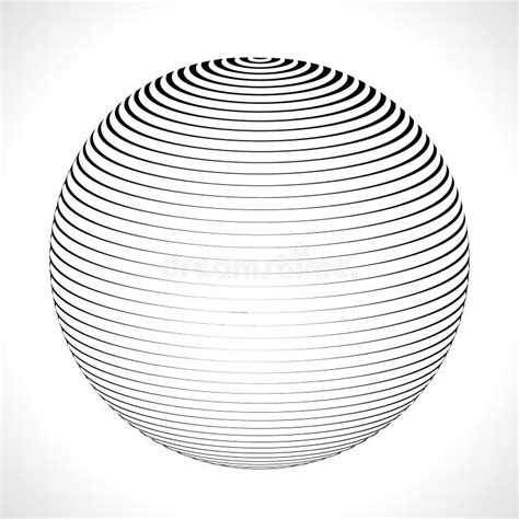 Abstract 3d Sphere With Stripes Lines Vector Illustration Stock