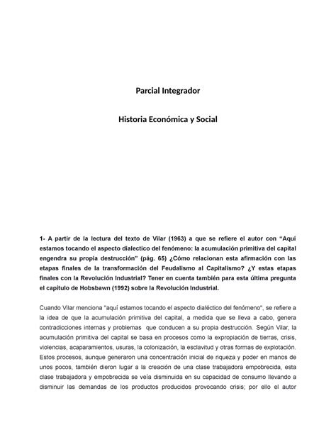 Parcial Historia Social Y Economica Parcial Integrador Historia