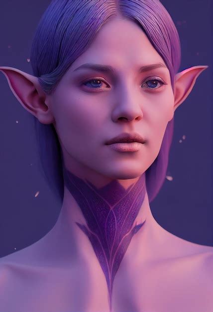 Premium Photo Fantasy Elven Woman With Purple Hair Long Purple Hair