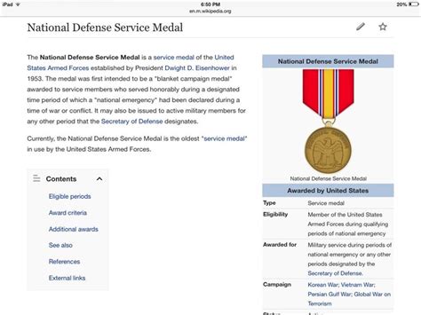 National Defense Service Medal | National, Medals, The unit