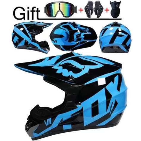 Casque de moto avec couverture complète visage 2 A69443543 Bleu et