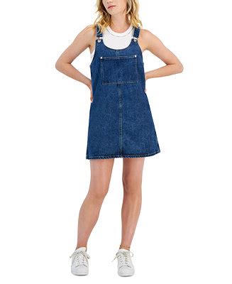 Celebrity Pink Juniors' Cotton Sleeveless Pinafore Dress - Macy's