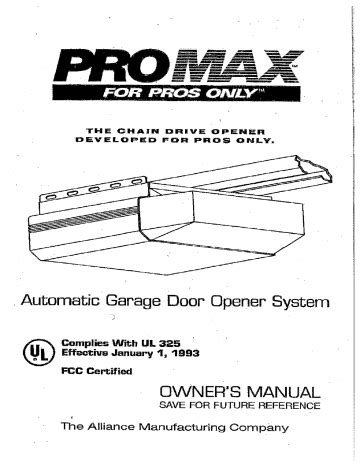 Promax Garage Door Opener Manual Dandk Organizer