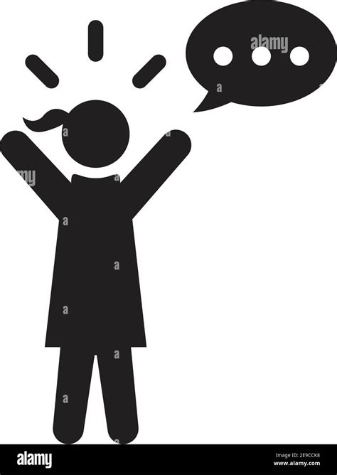 Speaking Icon Vector Female Person Profile Avatar With Speech Bubble Symbol For Discussion And