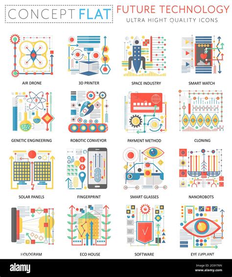 Infographics Mini Concept Future Technology Icons For Web Premium